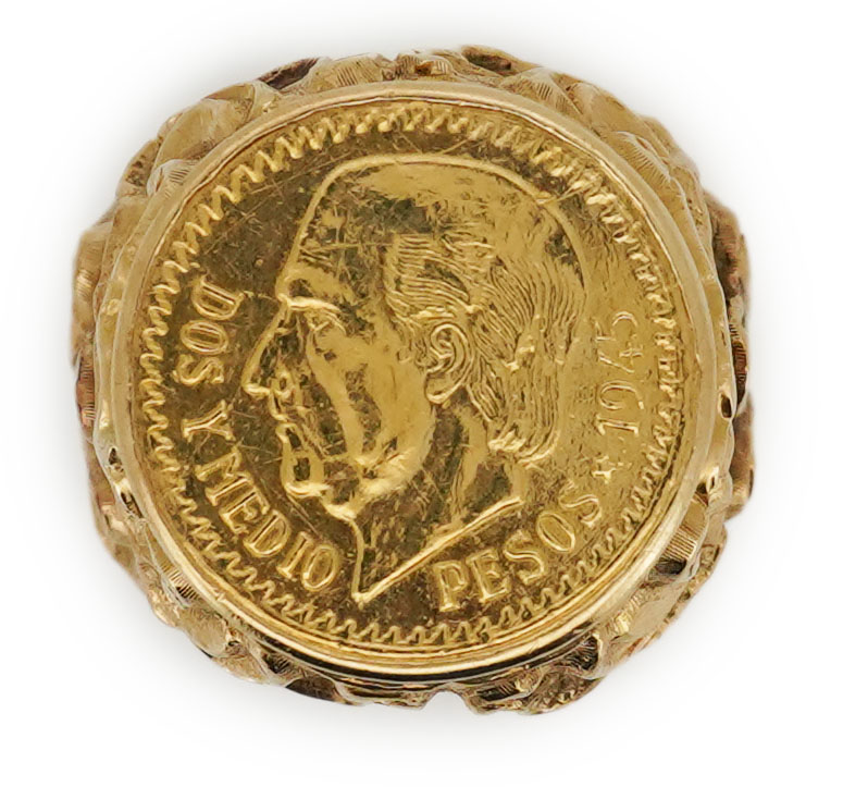 A gold peso coin ring